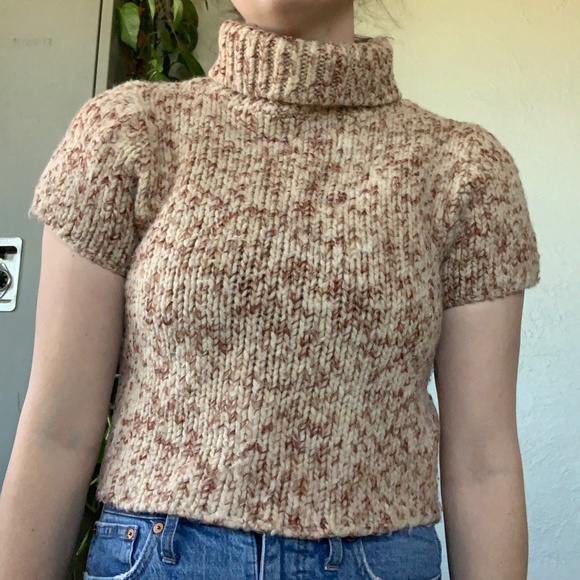 chunky knit short sleeve turtleneck - Picture 5 of 6